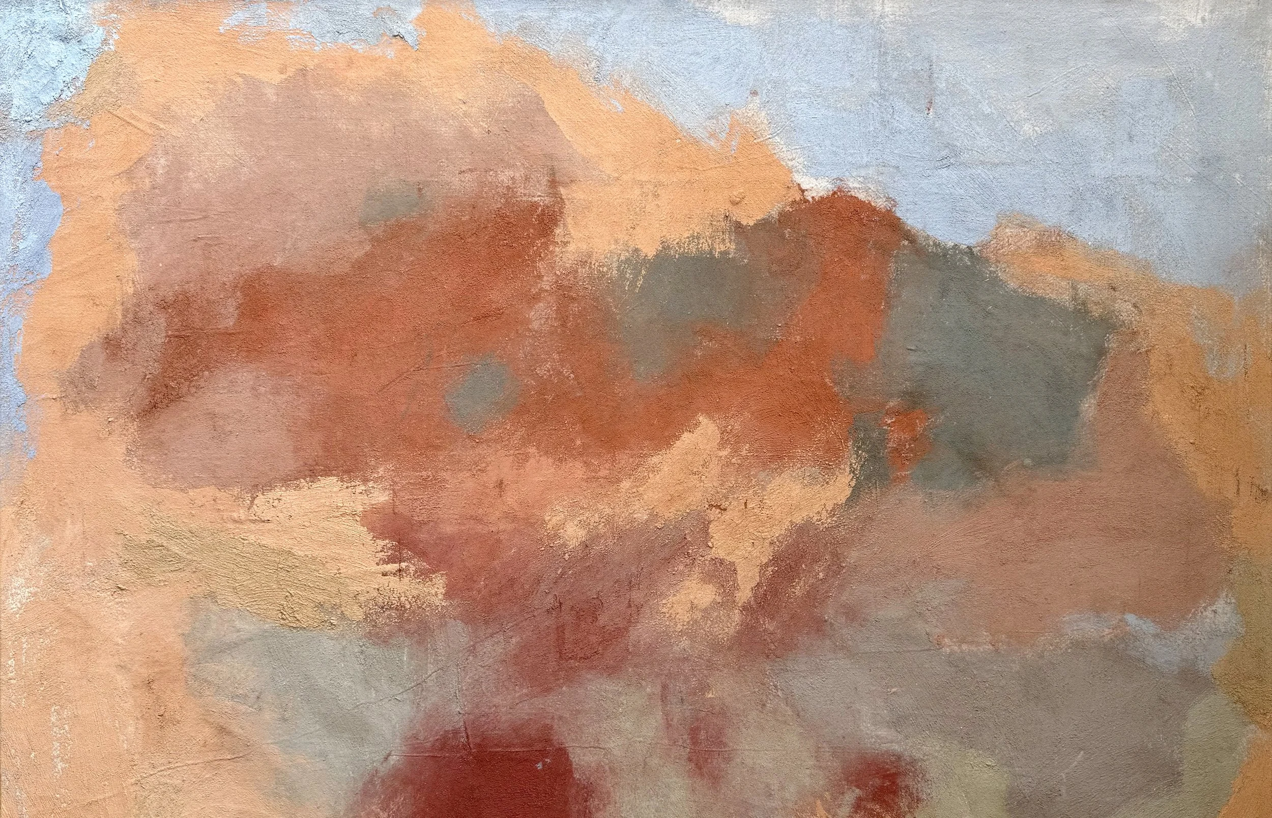   Sands of Sundown   61.5” x 2” x 41.5” / 2022 Earth pigments on stretched raw canvas with pine flute frame 