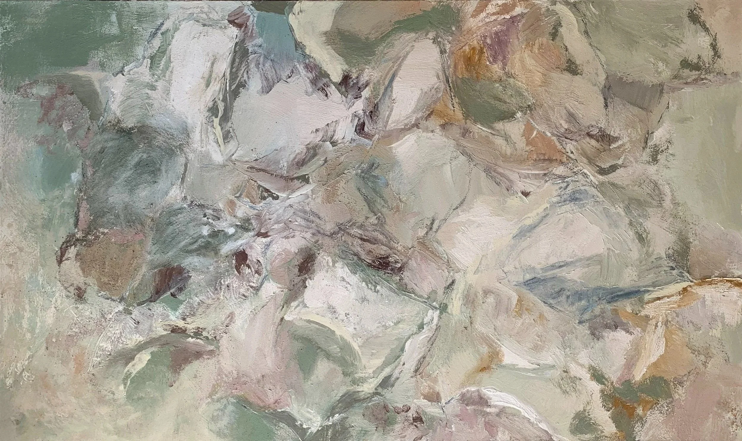   Shadow Grove   36" x 1.5” x 60” / 2024  Plaster , oil,  earth pigments on stretched canvas frame 