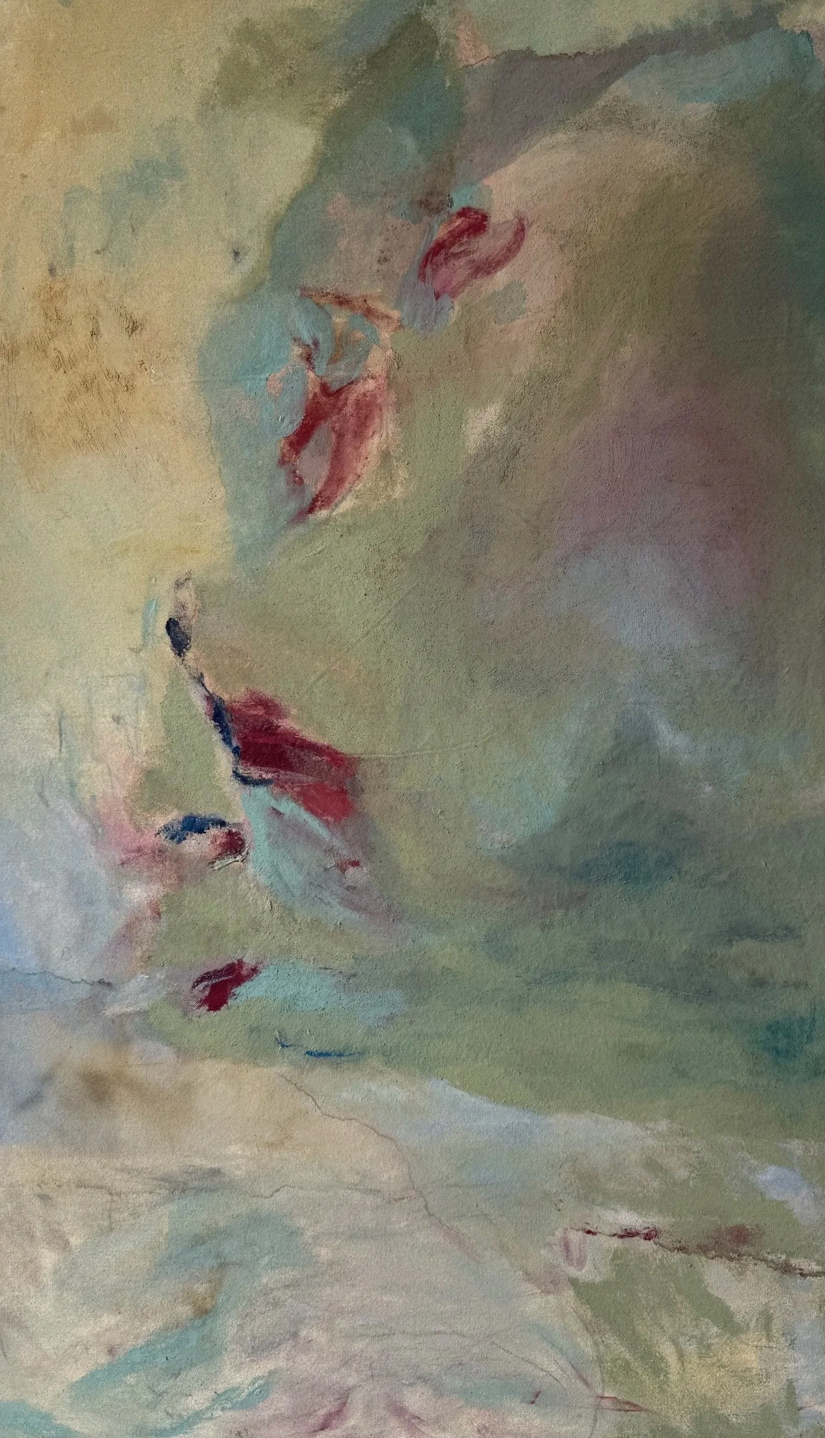   Petals of Amaryllis   25” x 45” / 2026  Earth pigments, oil and acrylic on canvas 