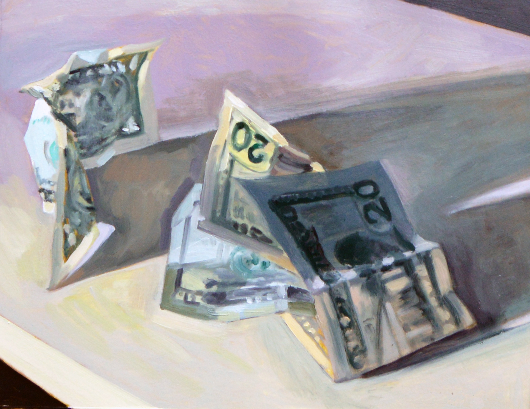Untitled (money 2), 2017, oil on paper, 11 x 14 in