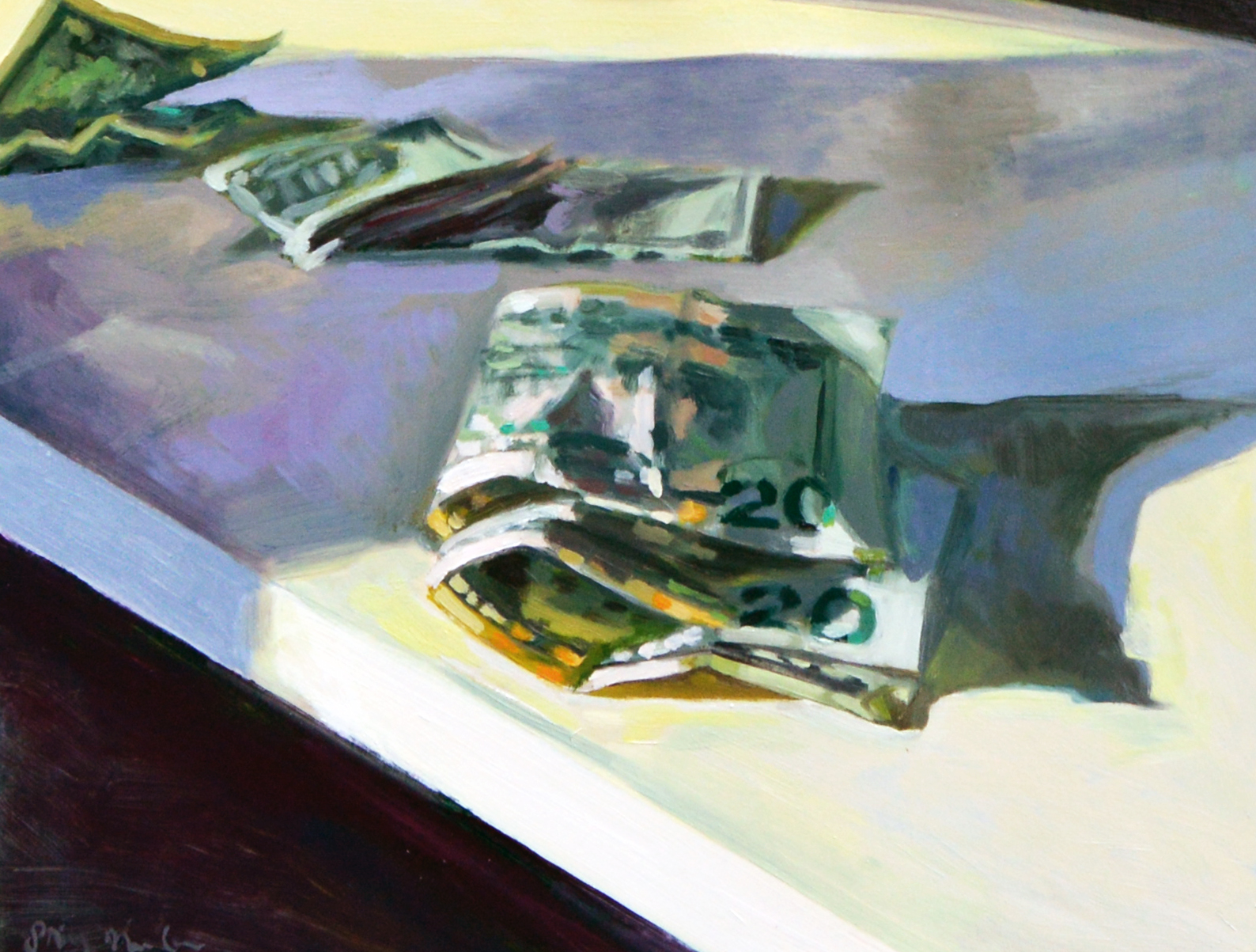 Untitled (money 3), 2017, oil on paper, 11 x 14 in