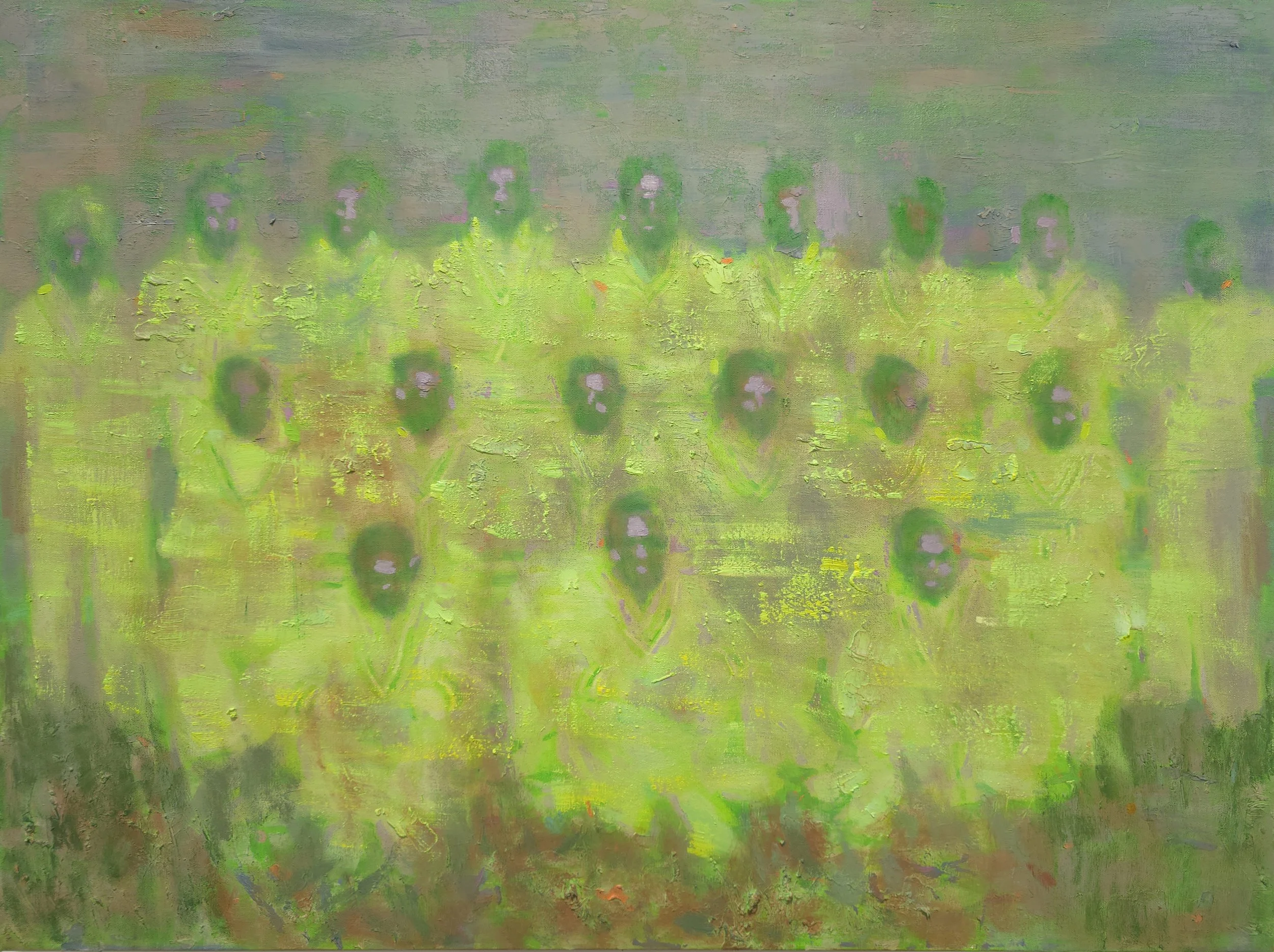Cricket Team, 2025, oil on canvas, 30 x 40 inches