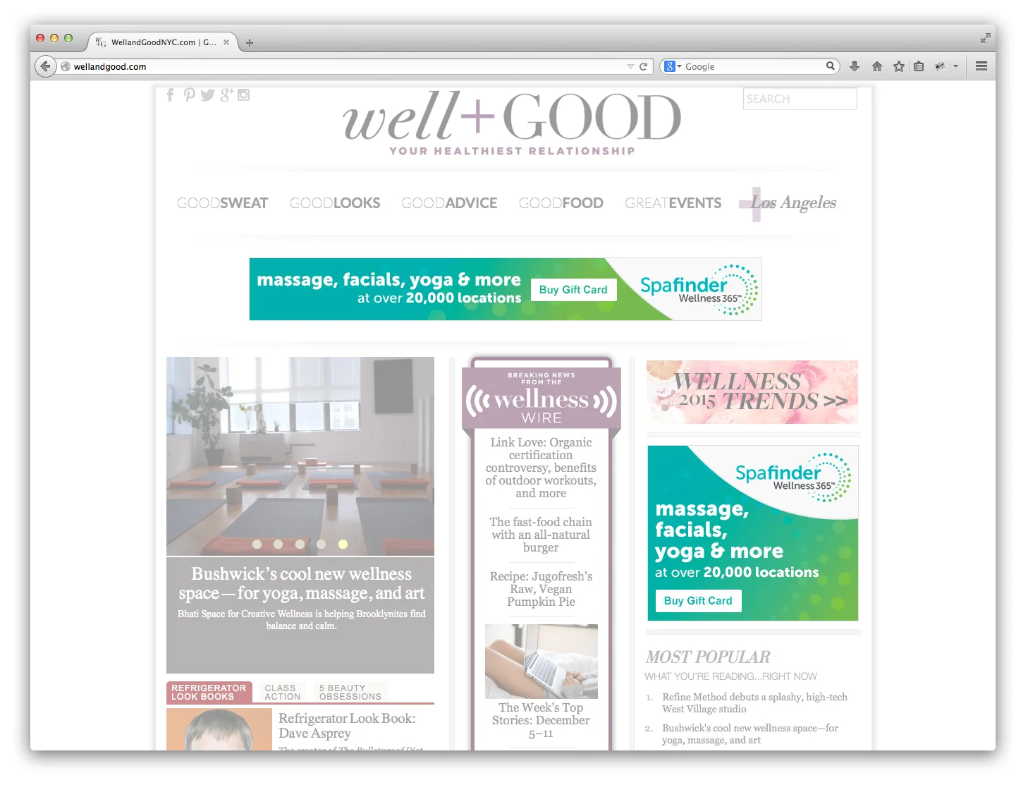 Spafinder Wellness Advertising on&nbsp;Well+Good&nbsp;
