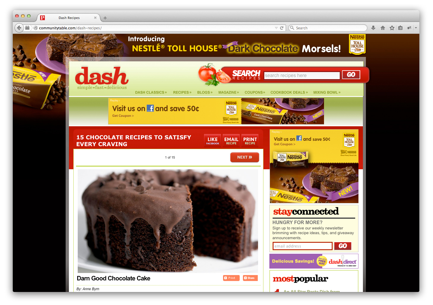 Background skin ad for&nbsp;Nestle and Dash Recipes collaboration