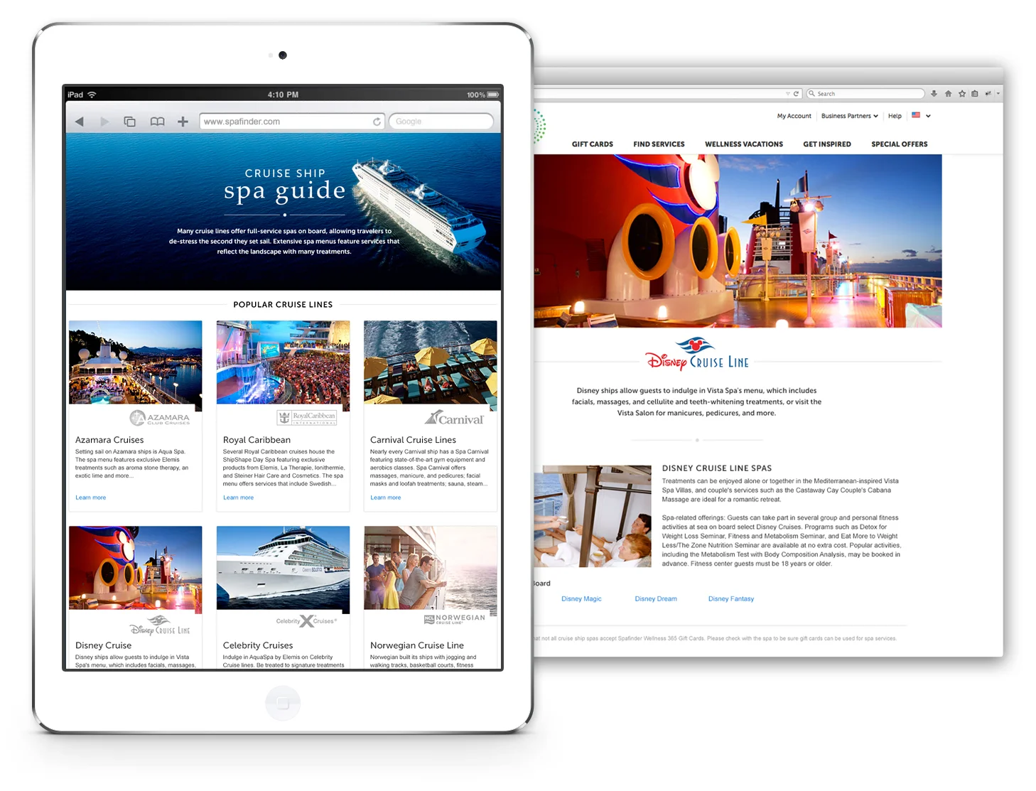 Cruise Ship Spa Guide homepage and designated&nbsp;landing page&nbsp;