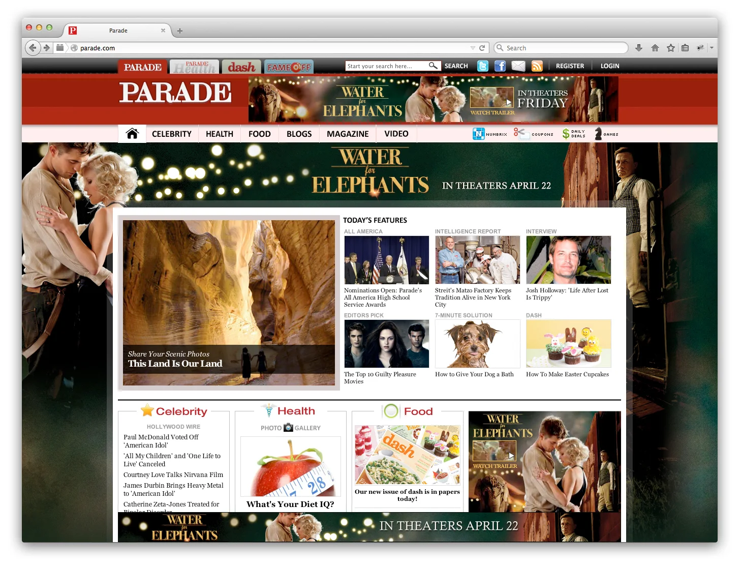 Roadblock ads for movie promotion on Parade.com