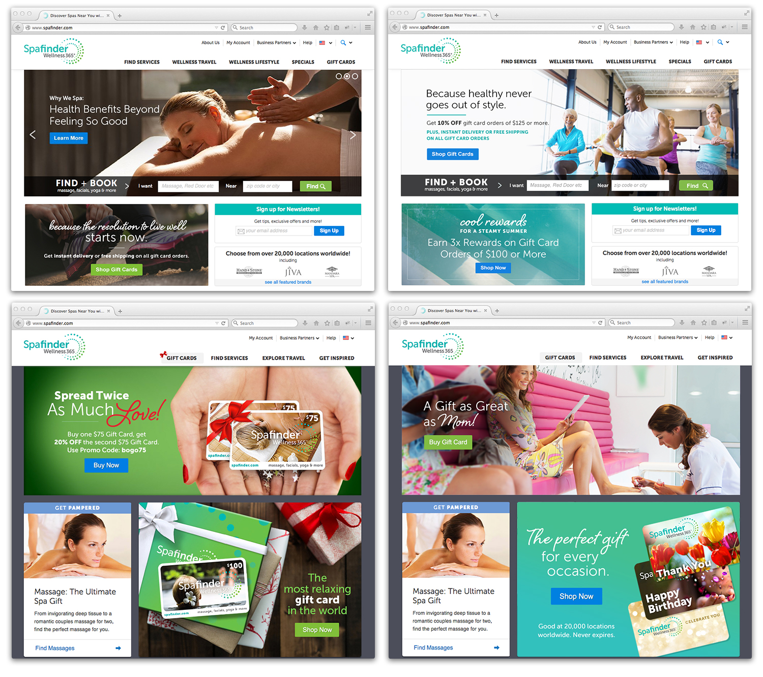 ROS banners for Spafinder Wellness homepage