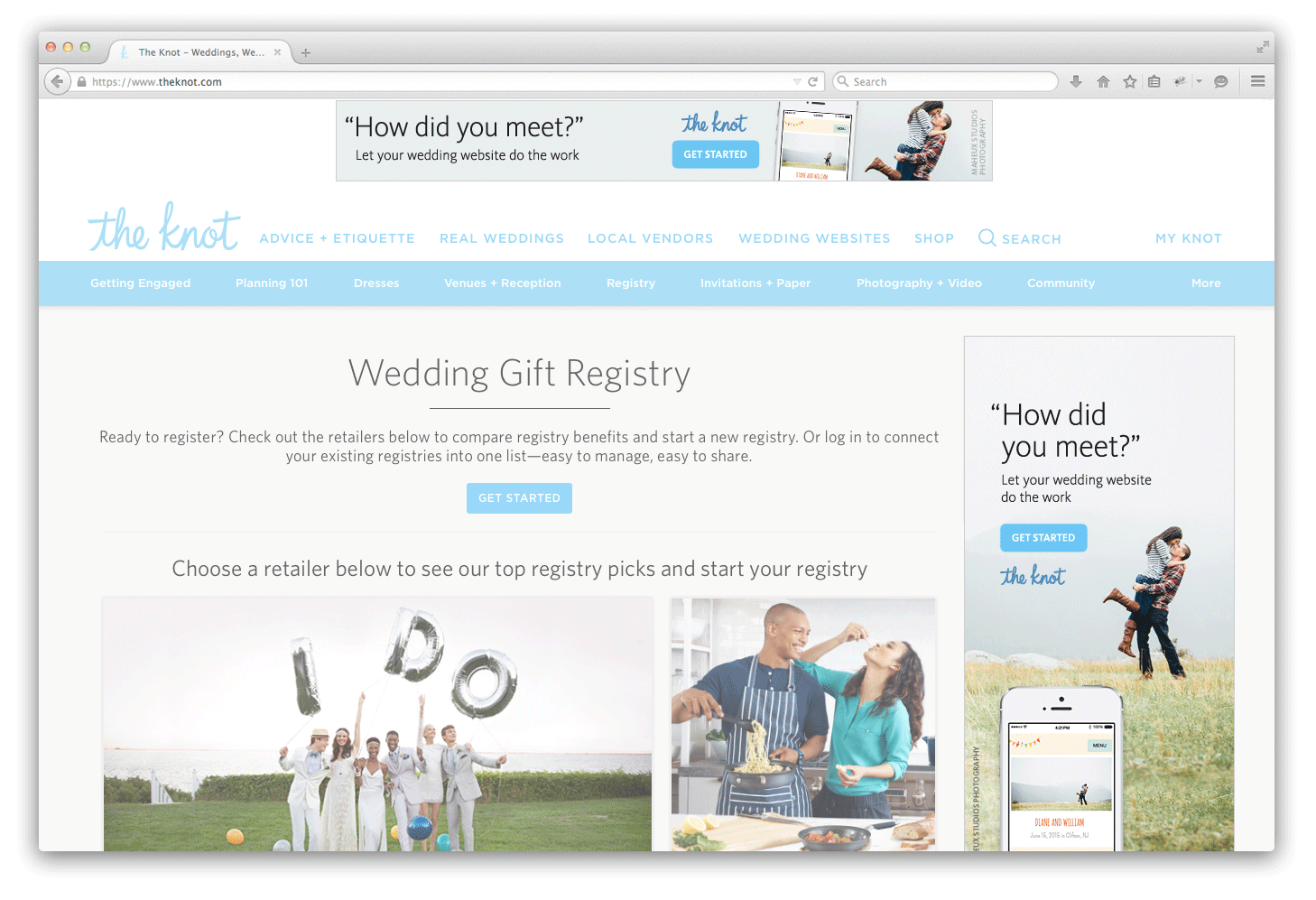 The Knot Wedding Website animated banners