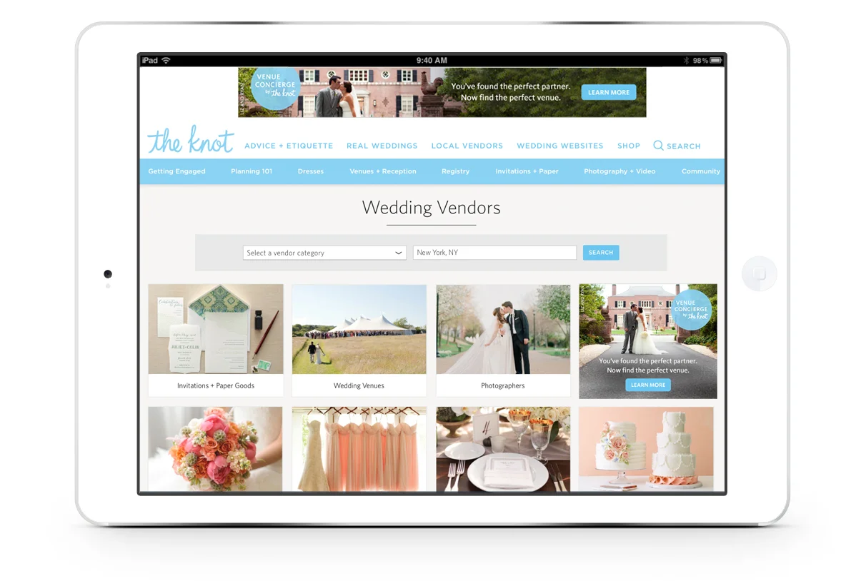 The Knot Venue Concierge banner ads