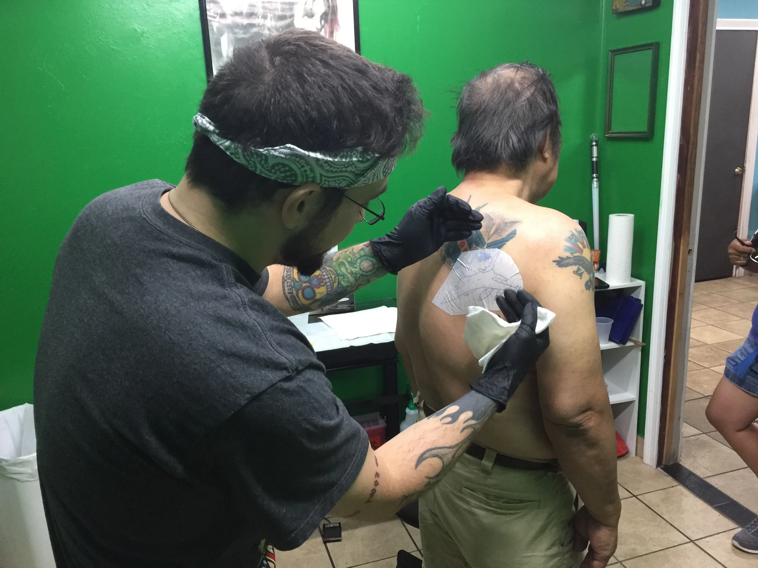 Stencil transferring.