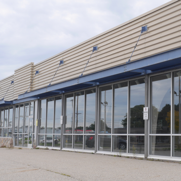 Front of building office space and multipurpose classrooms.