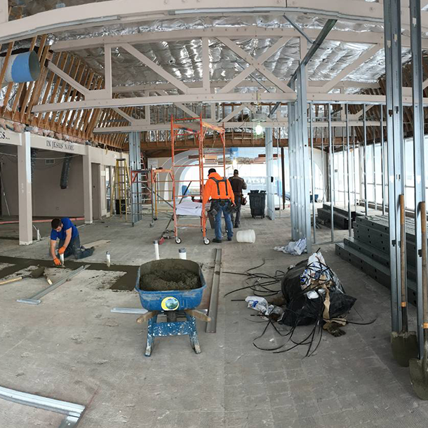 The framing of the offices are being laid out and have started going up along with plumbing being installed for two new bathrooms.