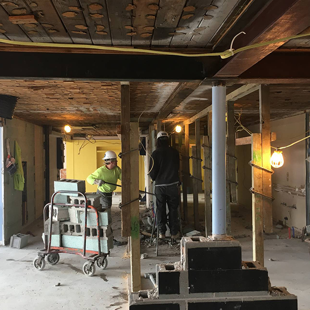 The demolition crew is removing walls to make the Children's Ministry classrooms larger.