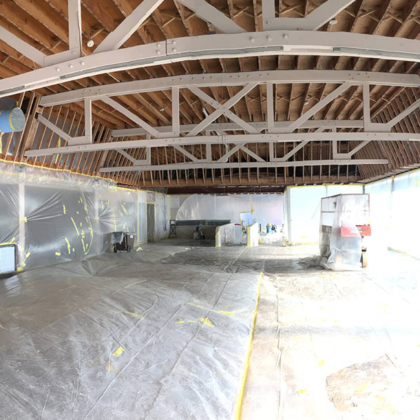 The office space after the contractors had finished removing the asbestos.