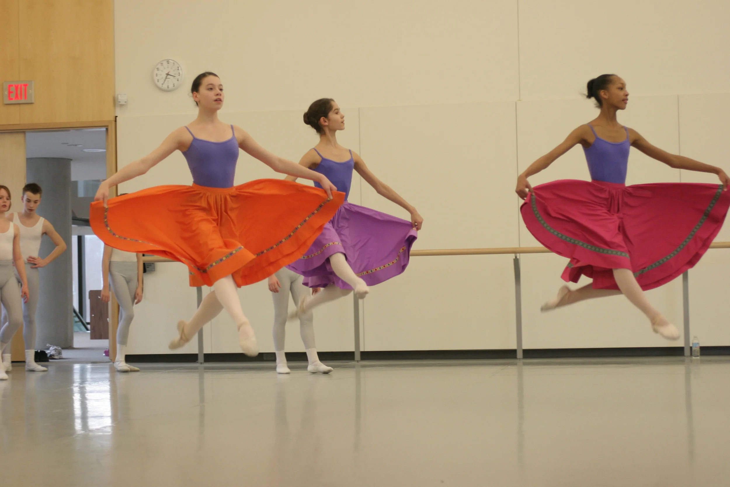 NBS students are exposed to a variety of dance styles, like the character class in the photo above, to keep pace with the ever-evolving nature of dance and choreography.