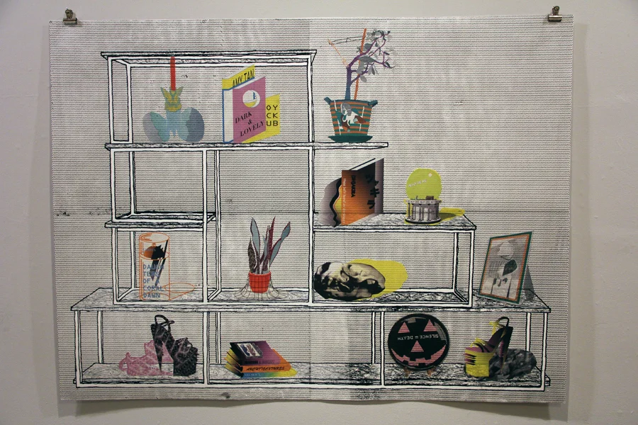 f3mme_arki+ecxturez (60% scale) , screenprint and collage on paper in collaboration with Dan Luedtke, 3’ x 5’, 2012