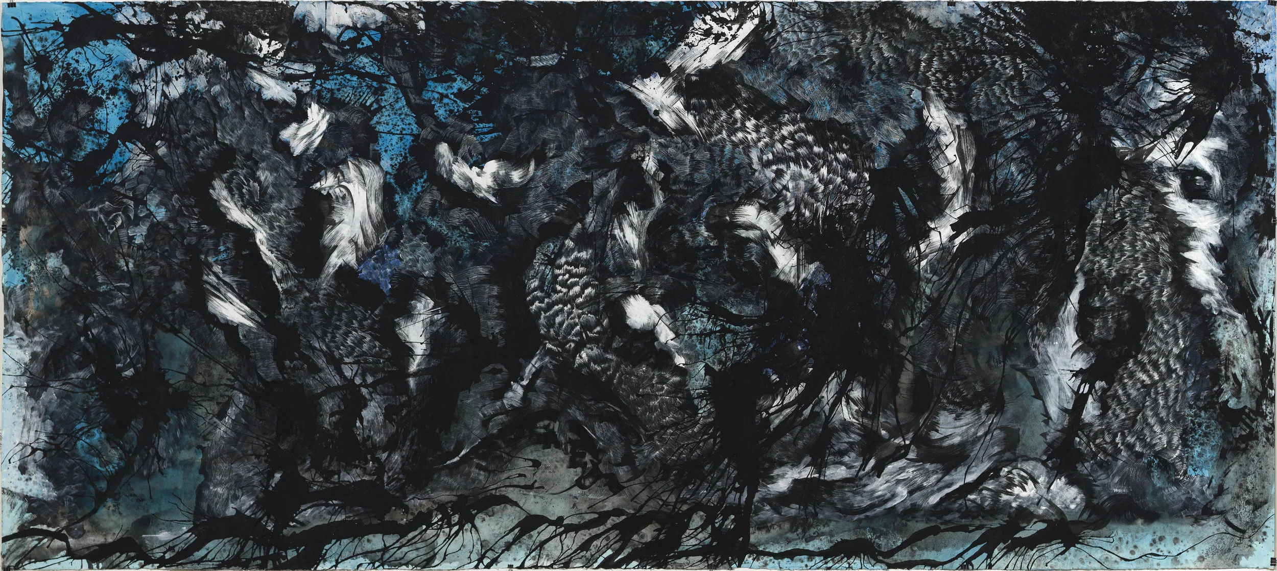 Blue , ink and gouache on paper, 52” x 144”, 2015