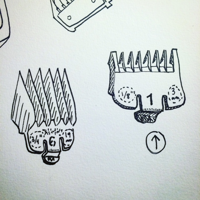 Suzanne Gold // HAIR CLUB, Clippers, this one (detail from ATG by Nathanael Jones), ink on paper, 2016