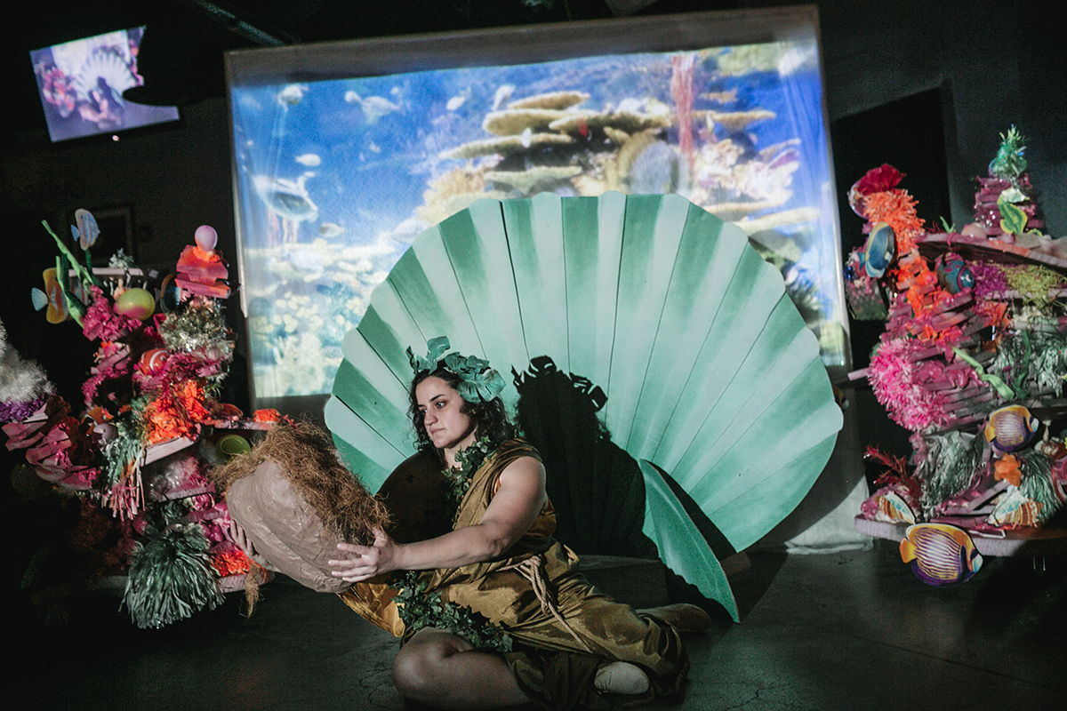 Ben Wright Detail of The Curious Tale Of The Love Nut: An Anthropomorphic Love Story For The Anthropocene still image from a live performance at the Chrysler Museum of Art, 2018