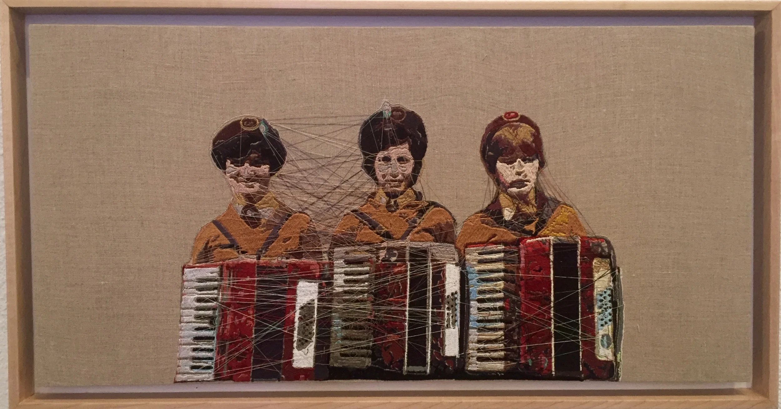   Embroidery on Linen    12”H X 24” W  