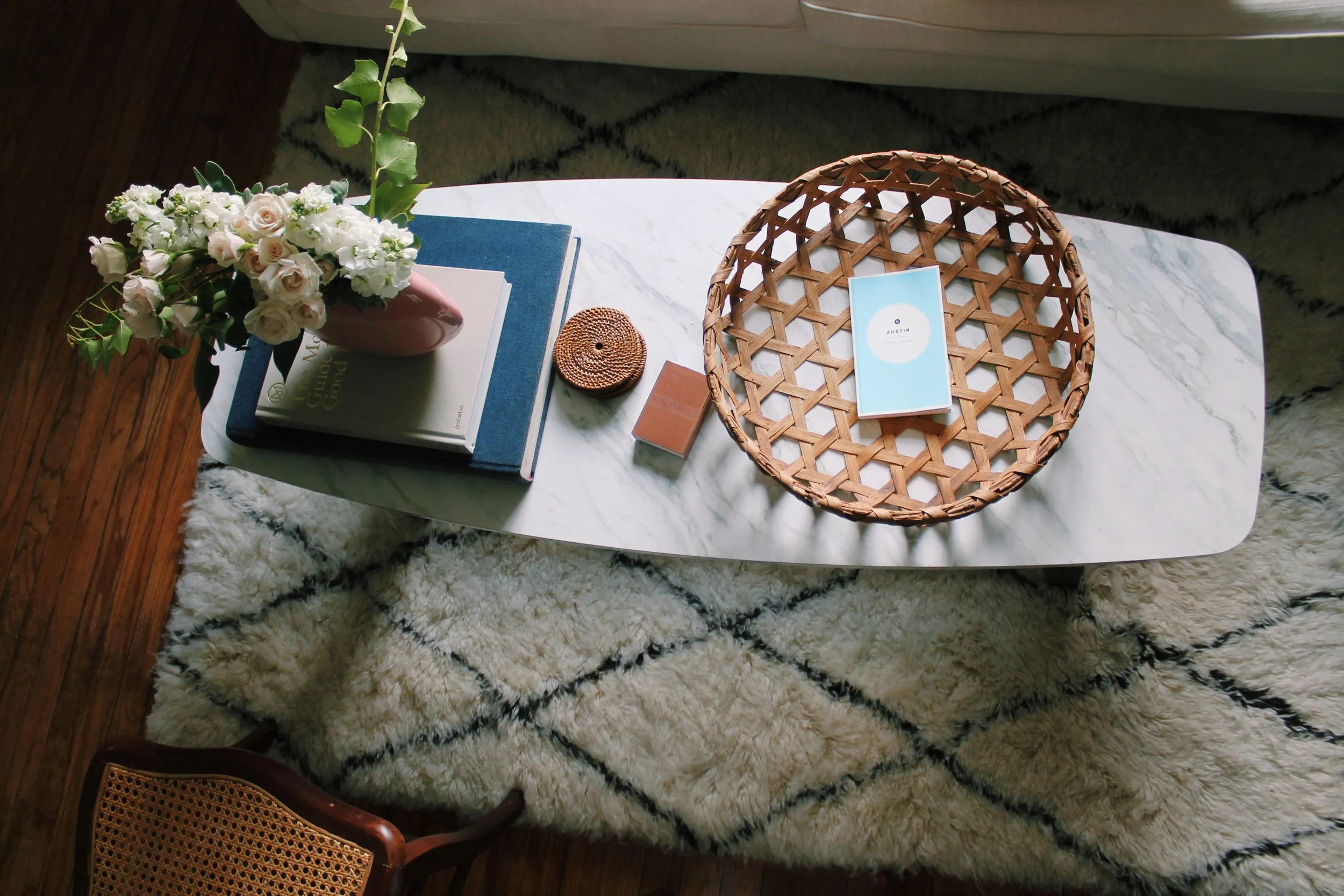Right after I took pictures of my place I went to Goodwill and found this amazing basket! I love its pattern and am obsessed with how it looks on our coffee table! 