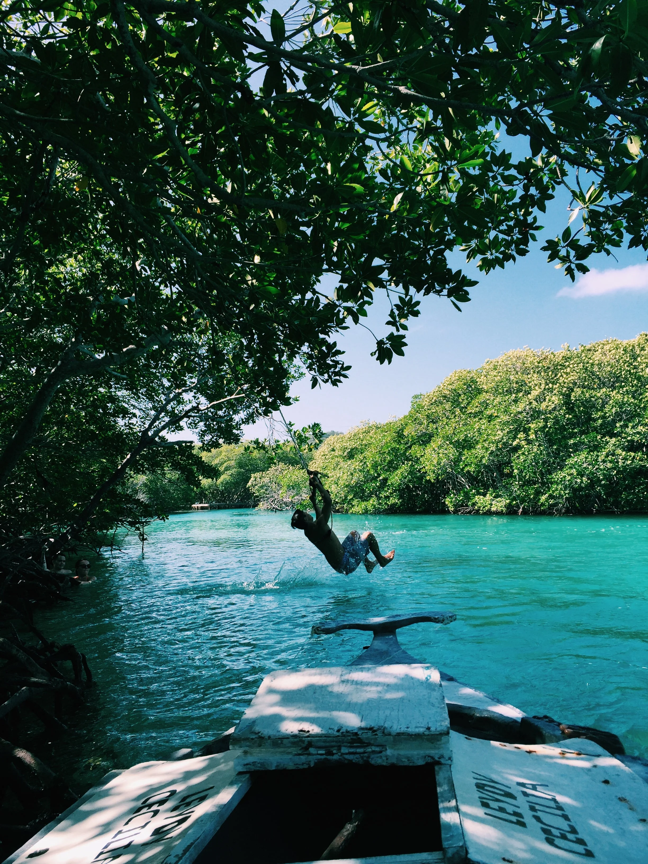 we even found a perfect rope swing! Nathan and jade jumped off the top of those trees too. 