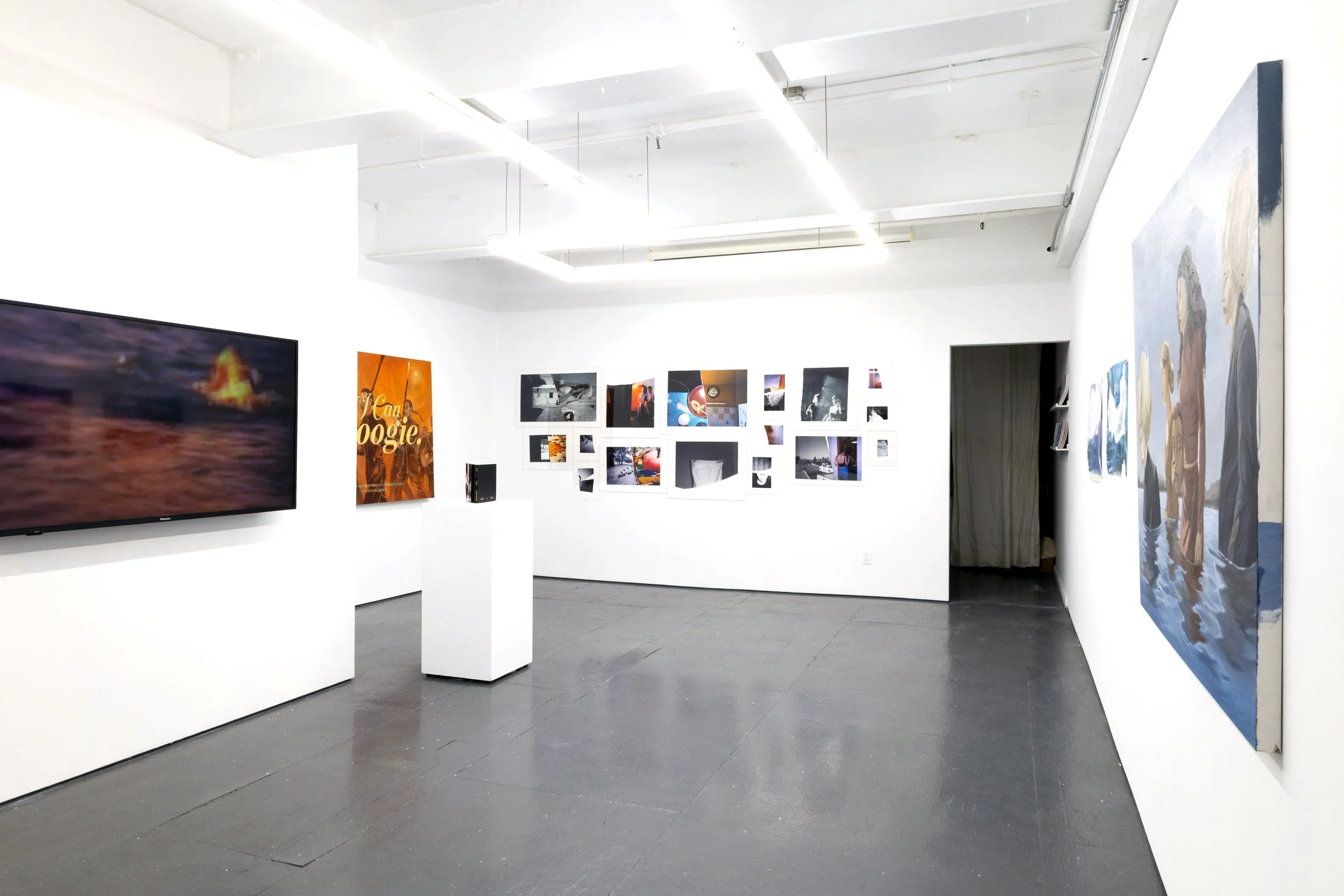  Installation of "Encapsulate In Transcendence" Works by Bart Was Not Here, Cansu Korkmaz, and Nazanin Noroozi  AFI’s Artist Community Network Group Exhibition, January 10–February 1, 2026. Photo by Carl Gunhouse 