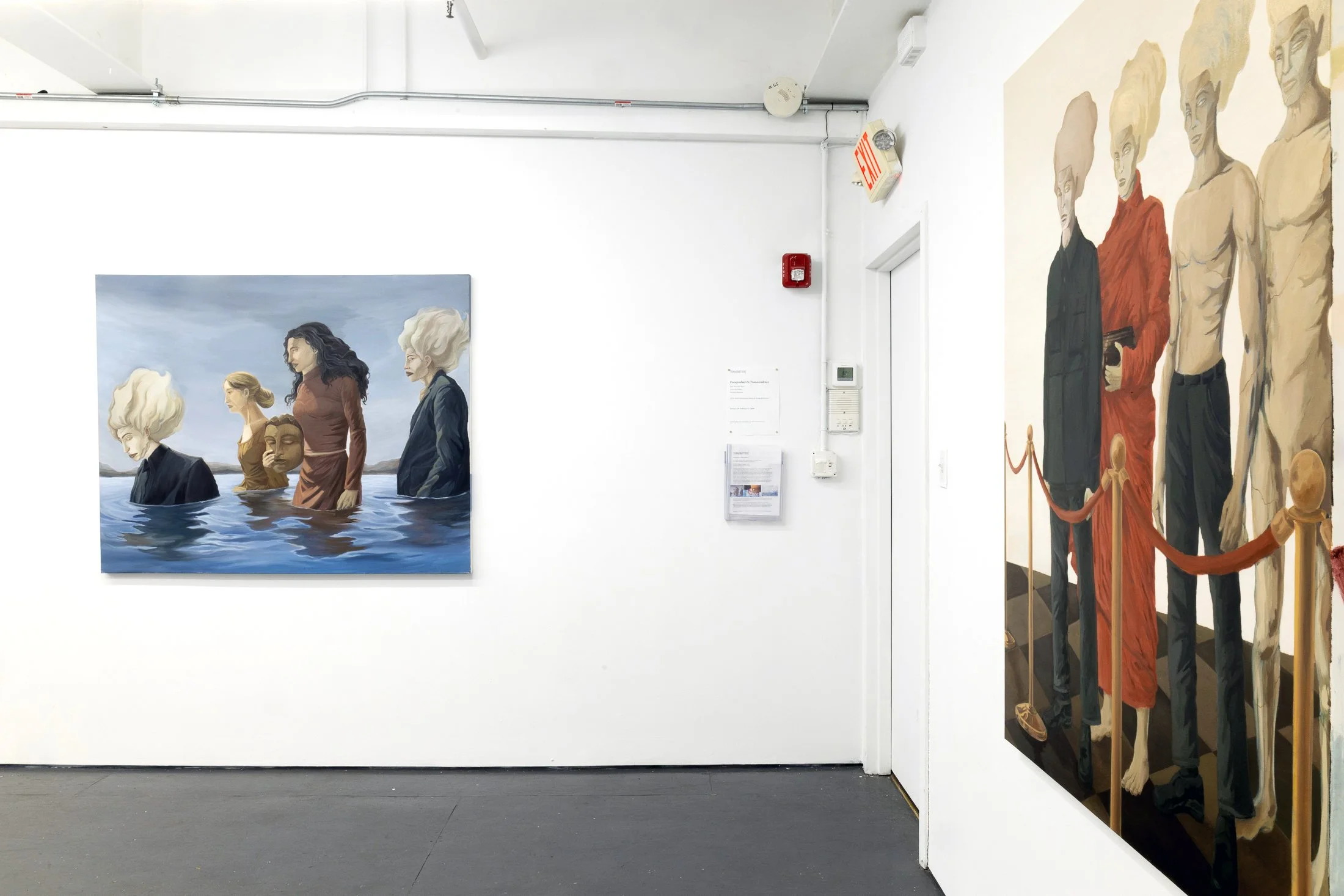  Installation of "Encapsulate In Transcendence" Works by Bart Was Not Here, Cansu Korkmaz, and Nazanin Noroozi  AFI’s Artist Community Network Group Exhibition, January 10–February 1, 2026. Photo by Carl Gunhouse 