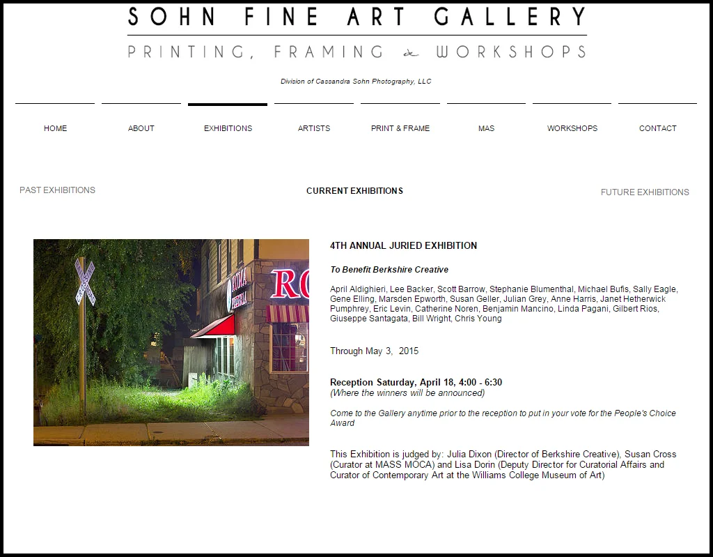 Roma Pizzeria in juried exhibition at Sohn Fine Art Gallery, March 20– May 3, 2015