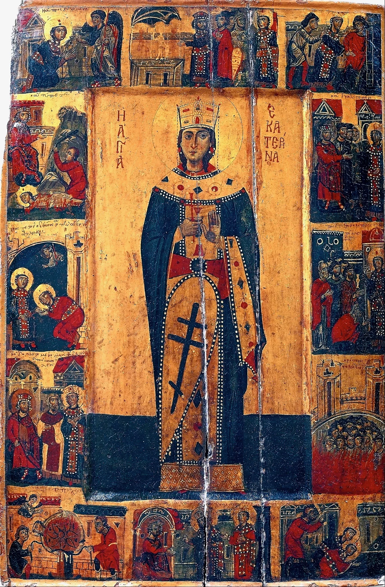 Thirteenth century icon of Saint Catherine with scenes from her life and martyrdom.