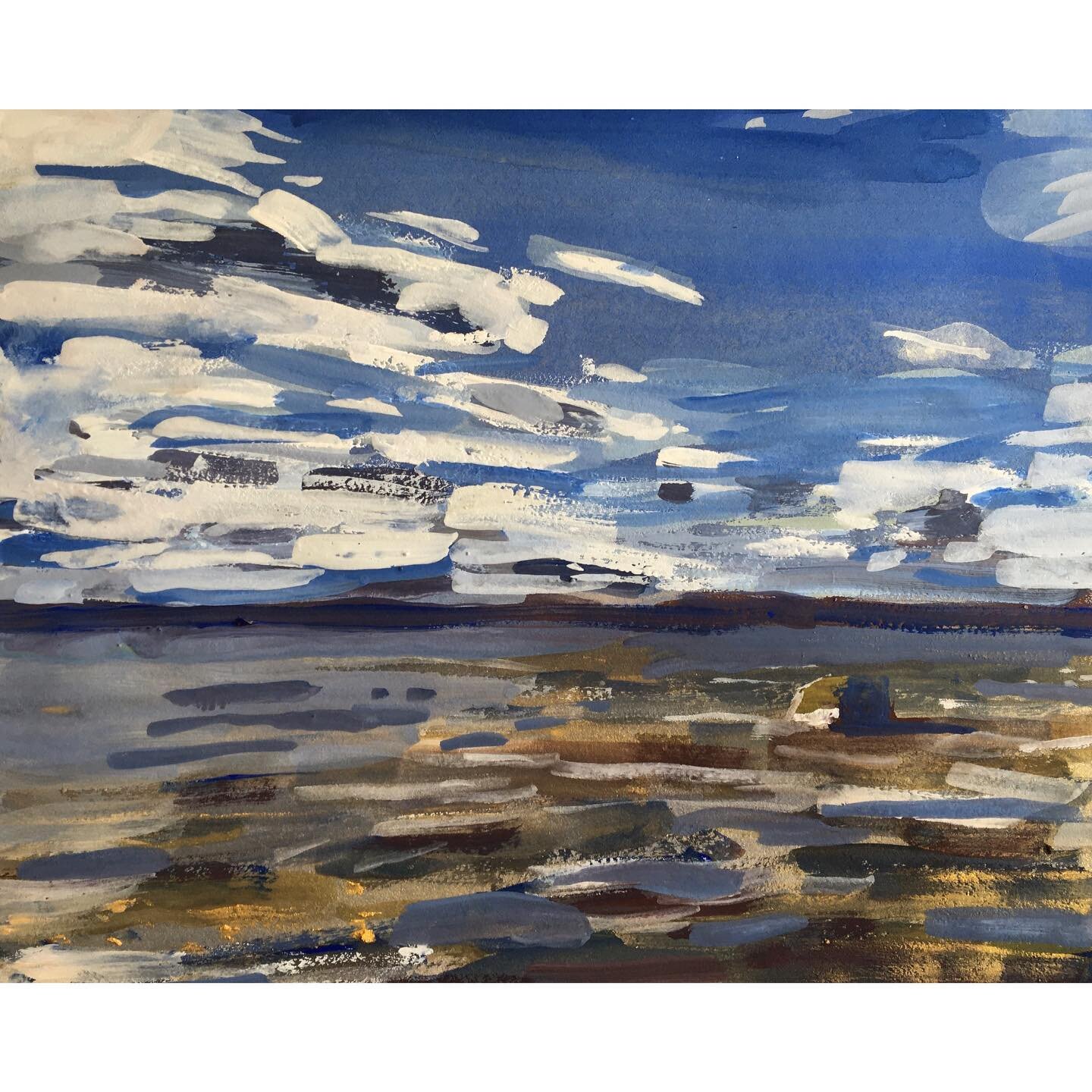 Penobscot Bay after the storm. Gouache on paper.
