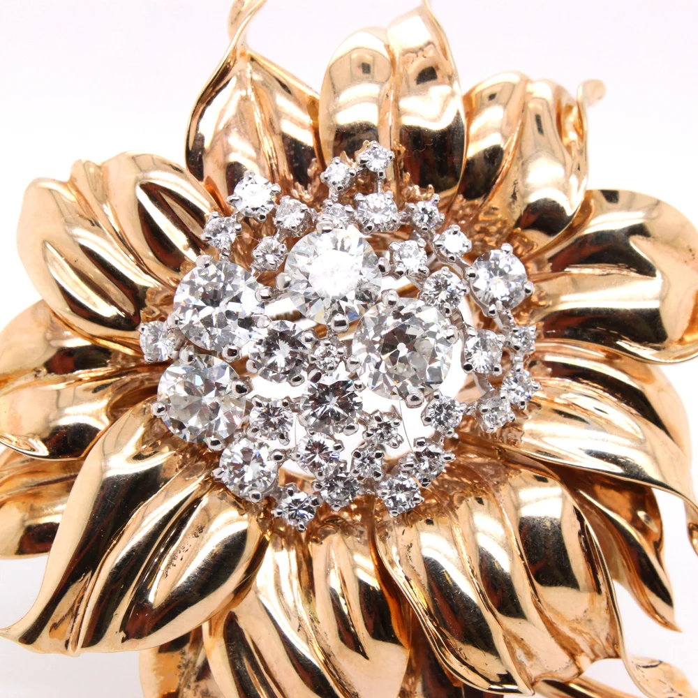 Cartier Retro Flower Brooch, ca. 1940s — A Rakyan Collection