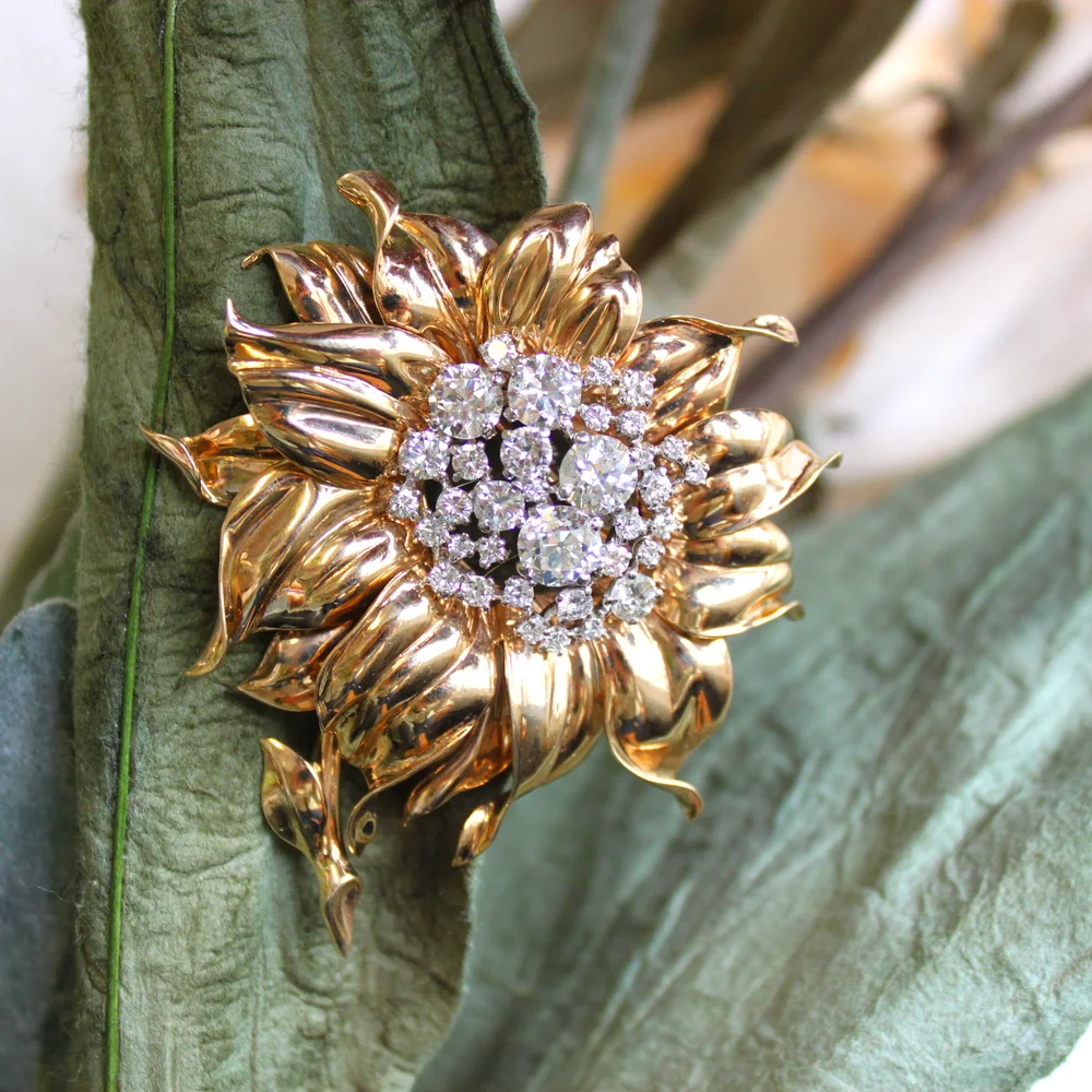 Cartier Retro Flower Brooch, ca. 1940s — A Rakyan Collection