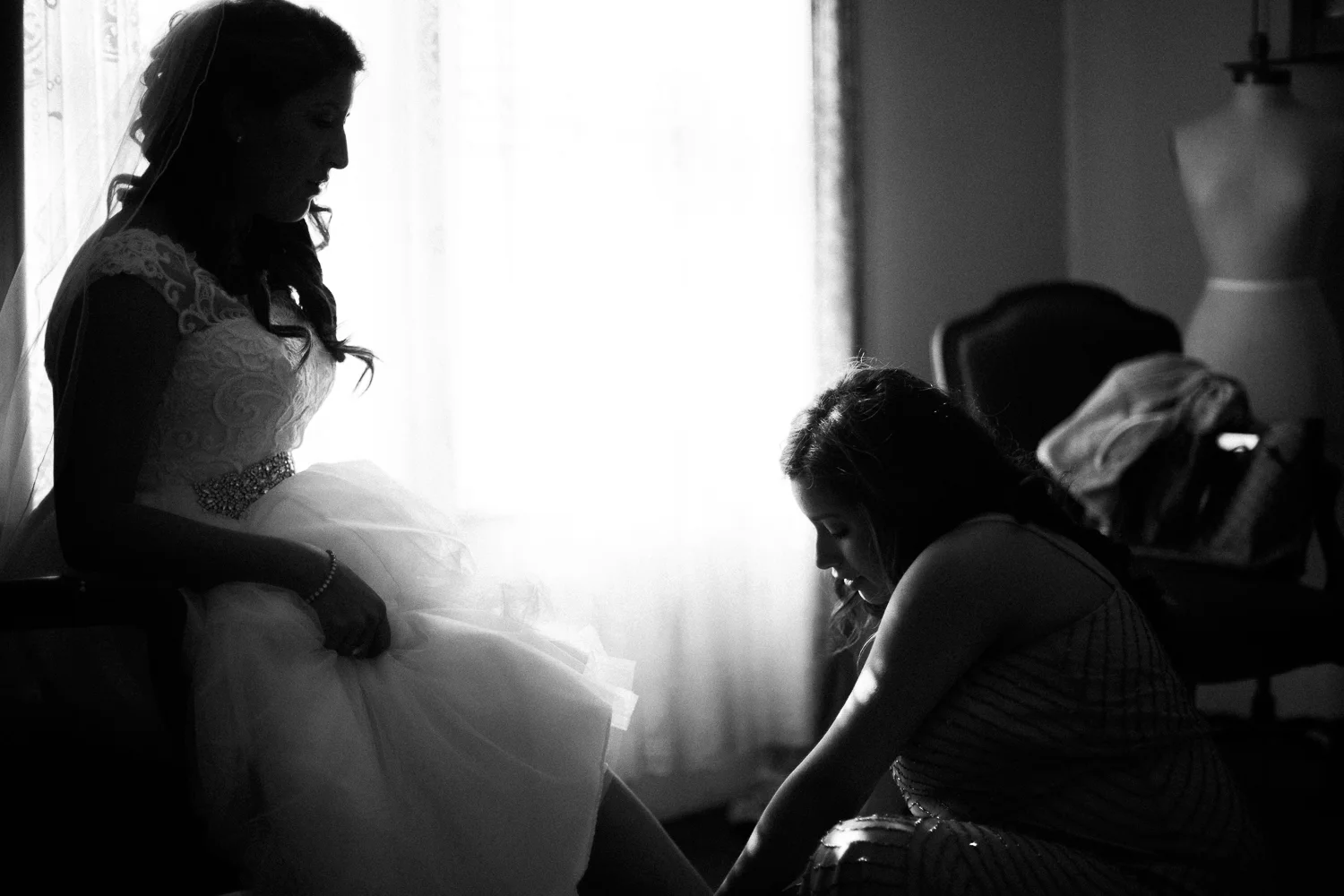 black and white bride