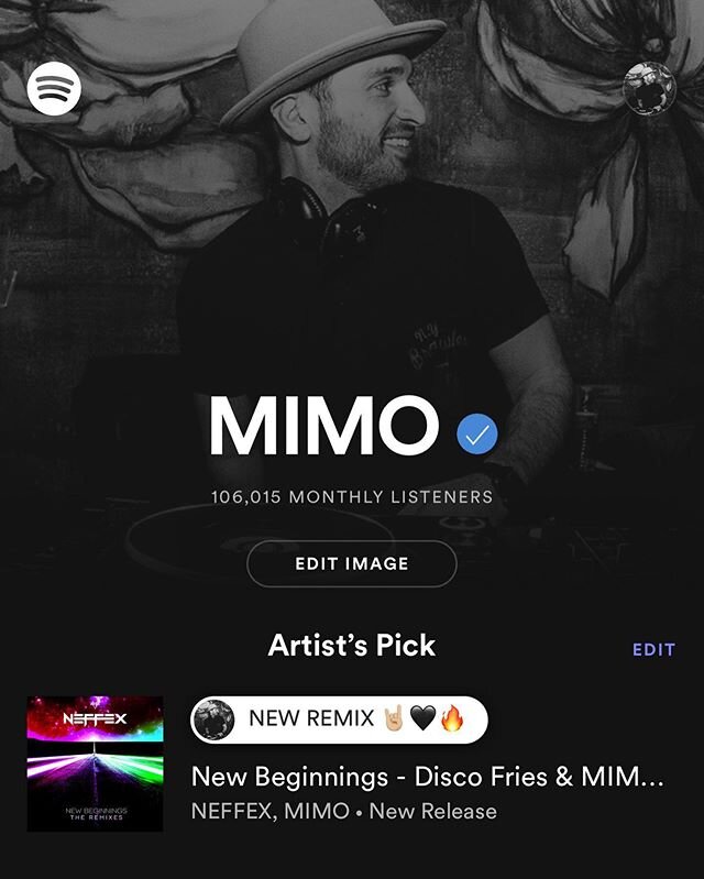 I set a goal to get over 100,000 monthly listeners on @spotify and today that goal was achieved!!! I&rsquo;m super blessed to have so many people from around the world streaming my music 🙏🏽🖤 next up ... 1 million! #MIMO #MIMOedm &bull;
&bull;
&bul