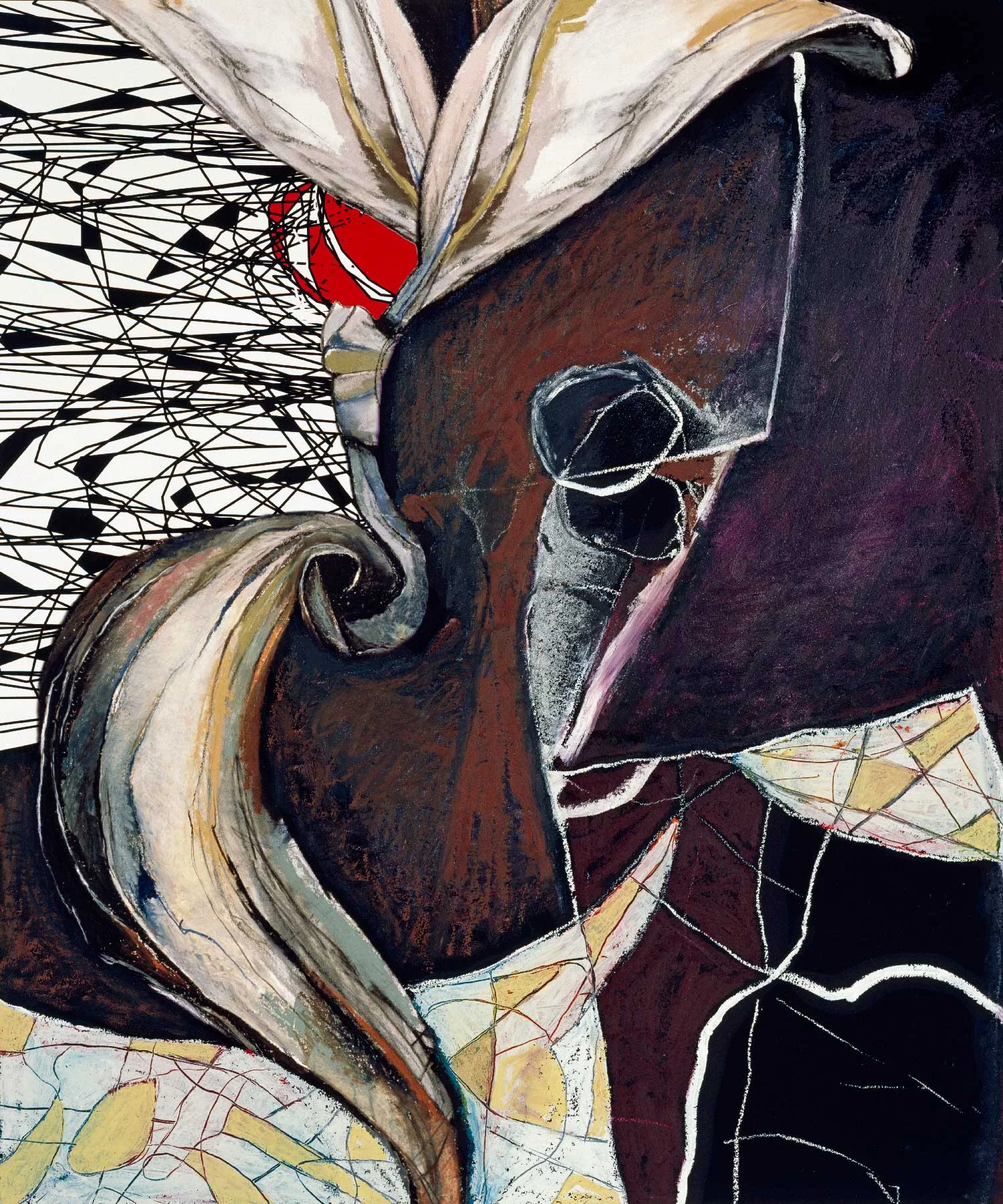 Tangled Witness 9 Oil Pastel & Pigment Print on Paper 32” x 28” x 1.25”
