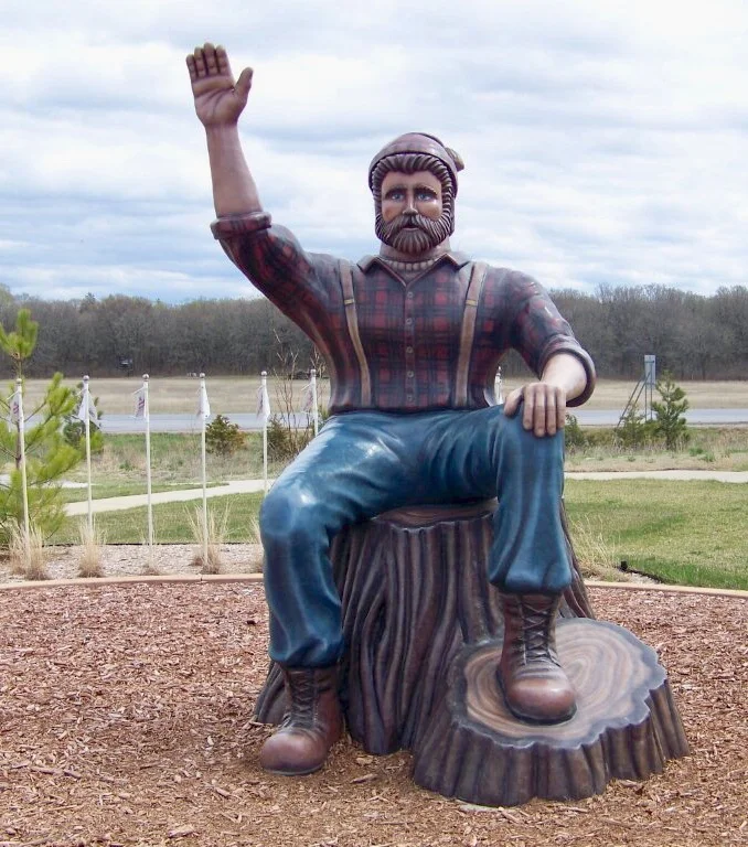 This was how high Paul Bunyan had predicted the snow would be this winter.