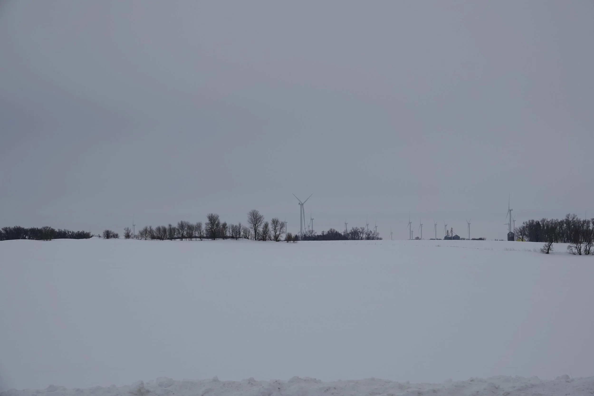 A foot of fresh snow looks very much like the sky.