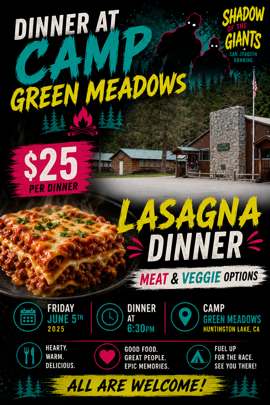 2026 Shadow of the Giants Pre Race Lasagna Dinner