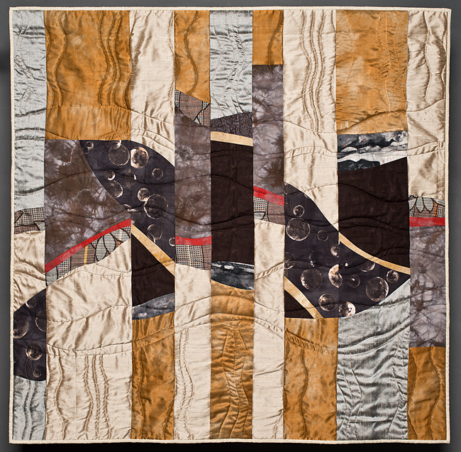 Interstellar Drift , assorted fibers including silks and cottons, 41" x 42".