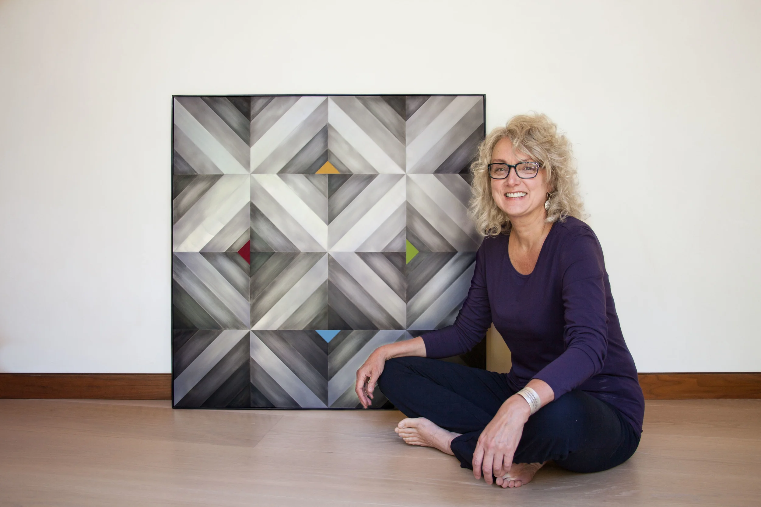 My mother, Diana Divecha, next to the piece I made for her and my dad