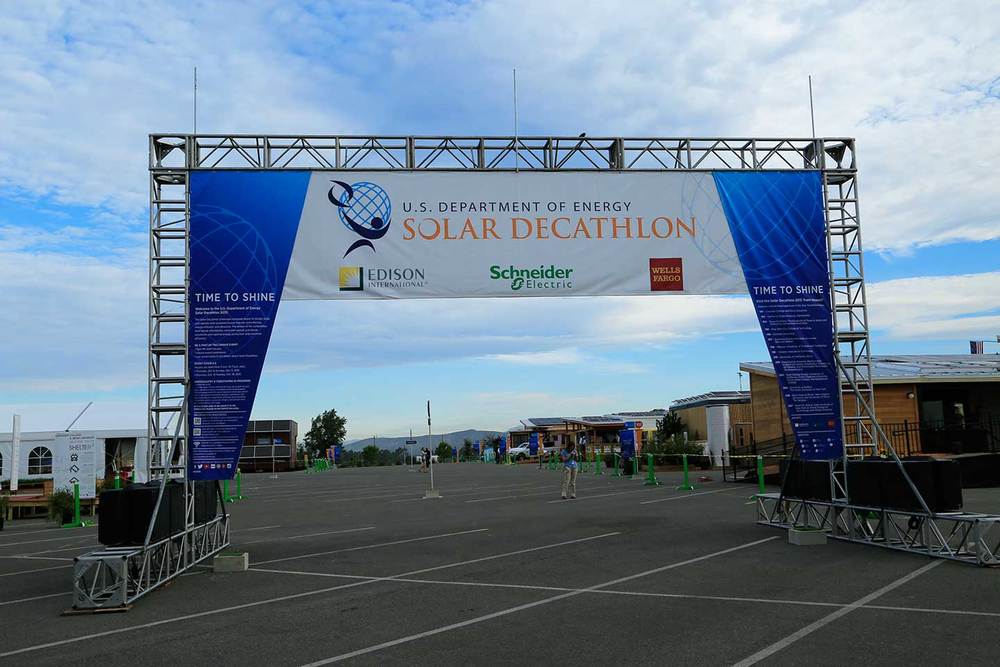 Solar Decathlon entrance banner.