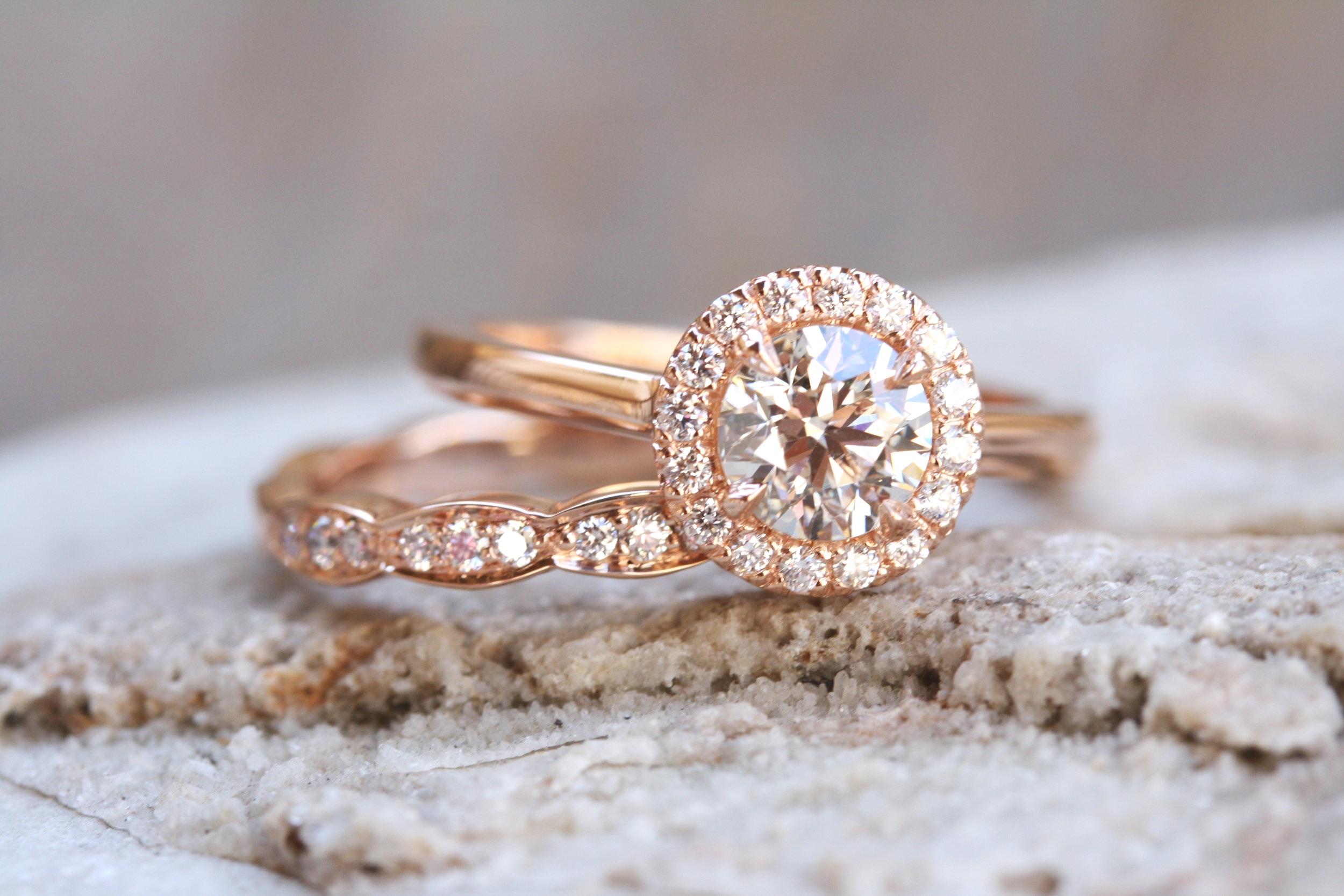 Rhiannan Sieck Custom Rosegold Diamond Engagement Ring and Wedding Band_25.JPG