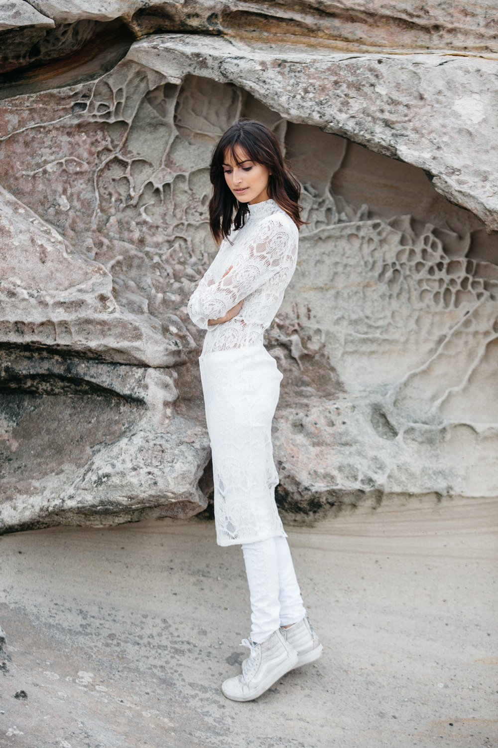 Lace Dress (Asilio) Similar ( here , here, here ), Jeans (Jbrand) Similar ( here , here , here) , S hoes (cracked leather vans) 