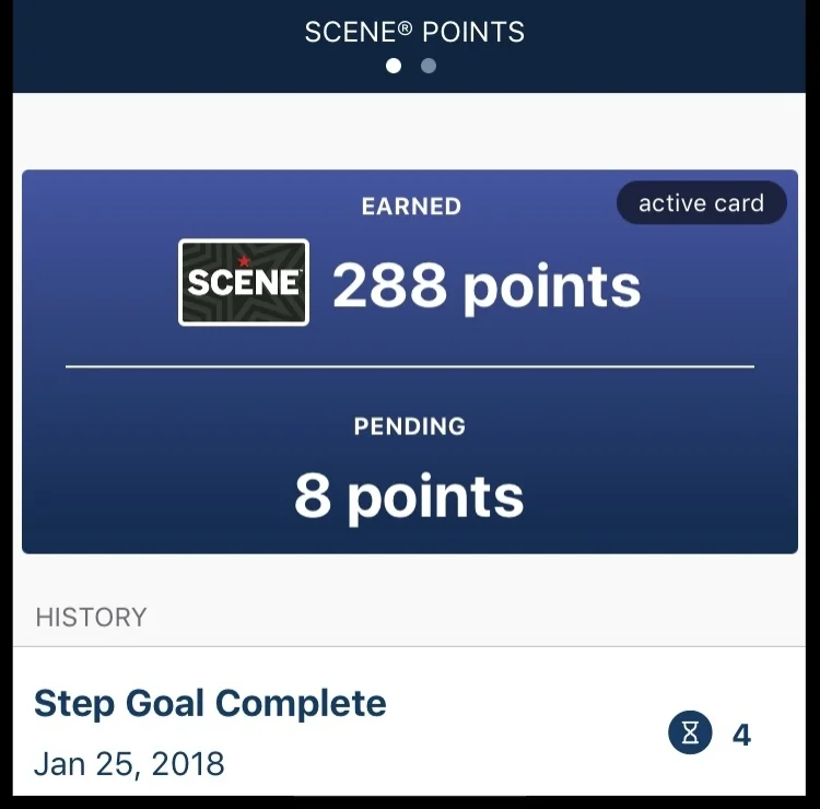 Screenshot of my Points History