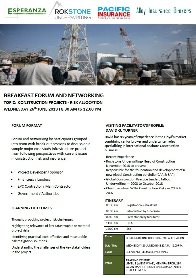 Breakfast Forum &amp; Networking SessionConstruction Projects – Risk Allocation