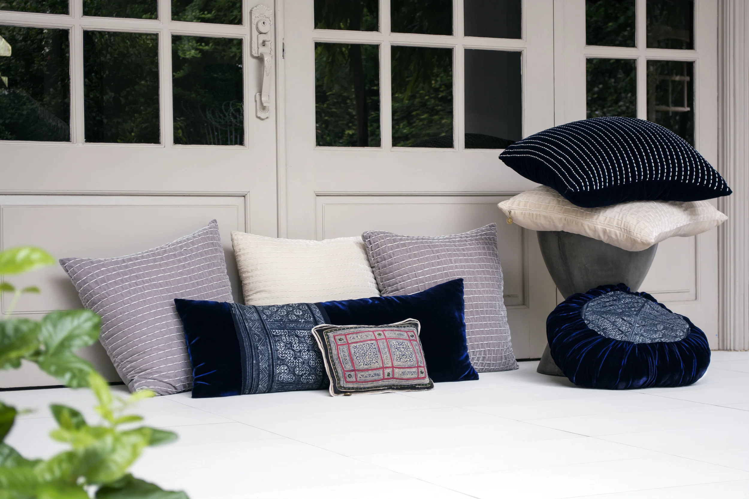 Lily Koi Embroidered Silk Velvet Stitch Pillow 5.jpg