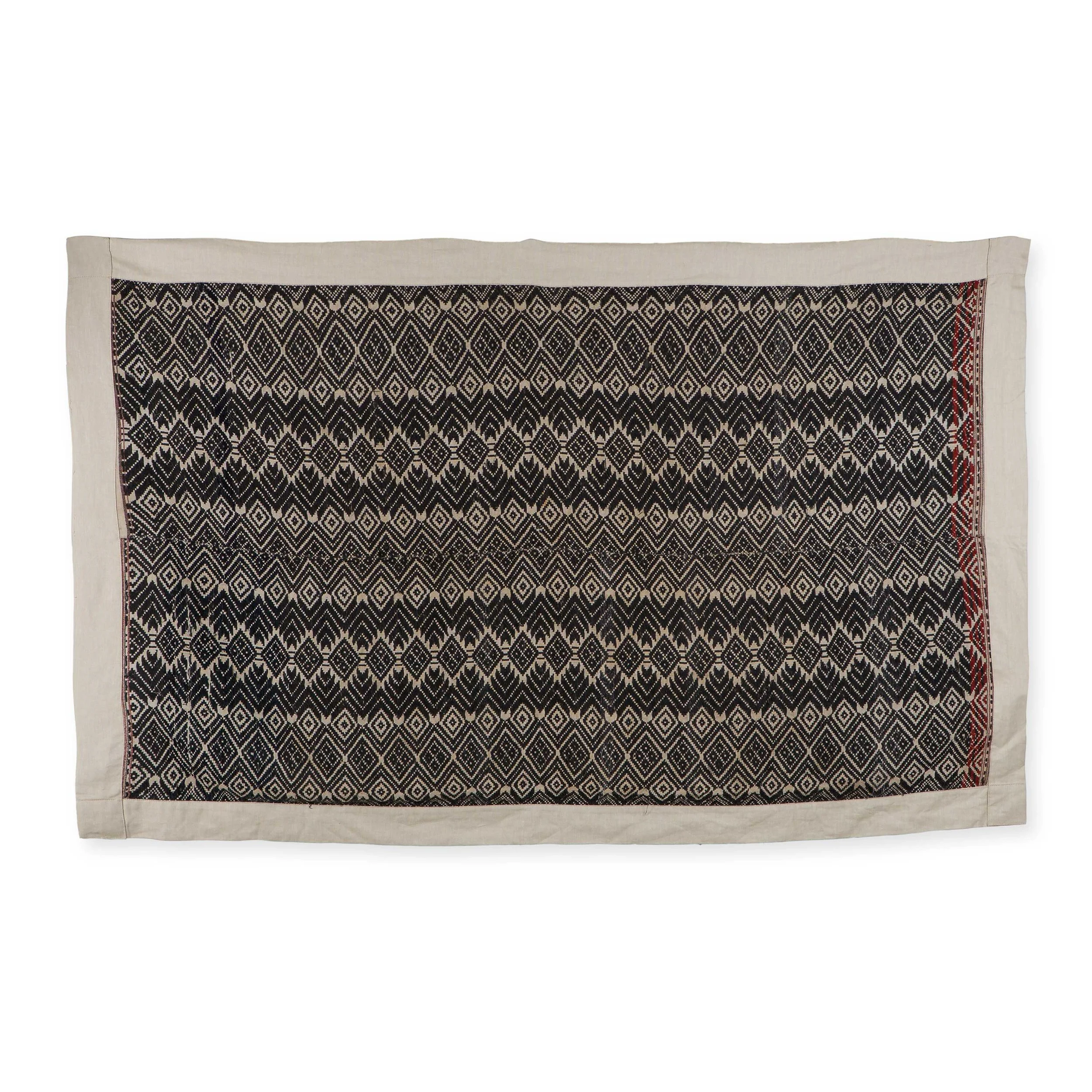 Vintage Brocade Black Throw with Cream Linen