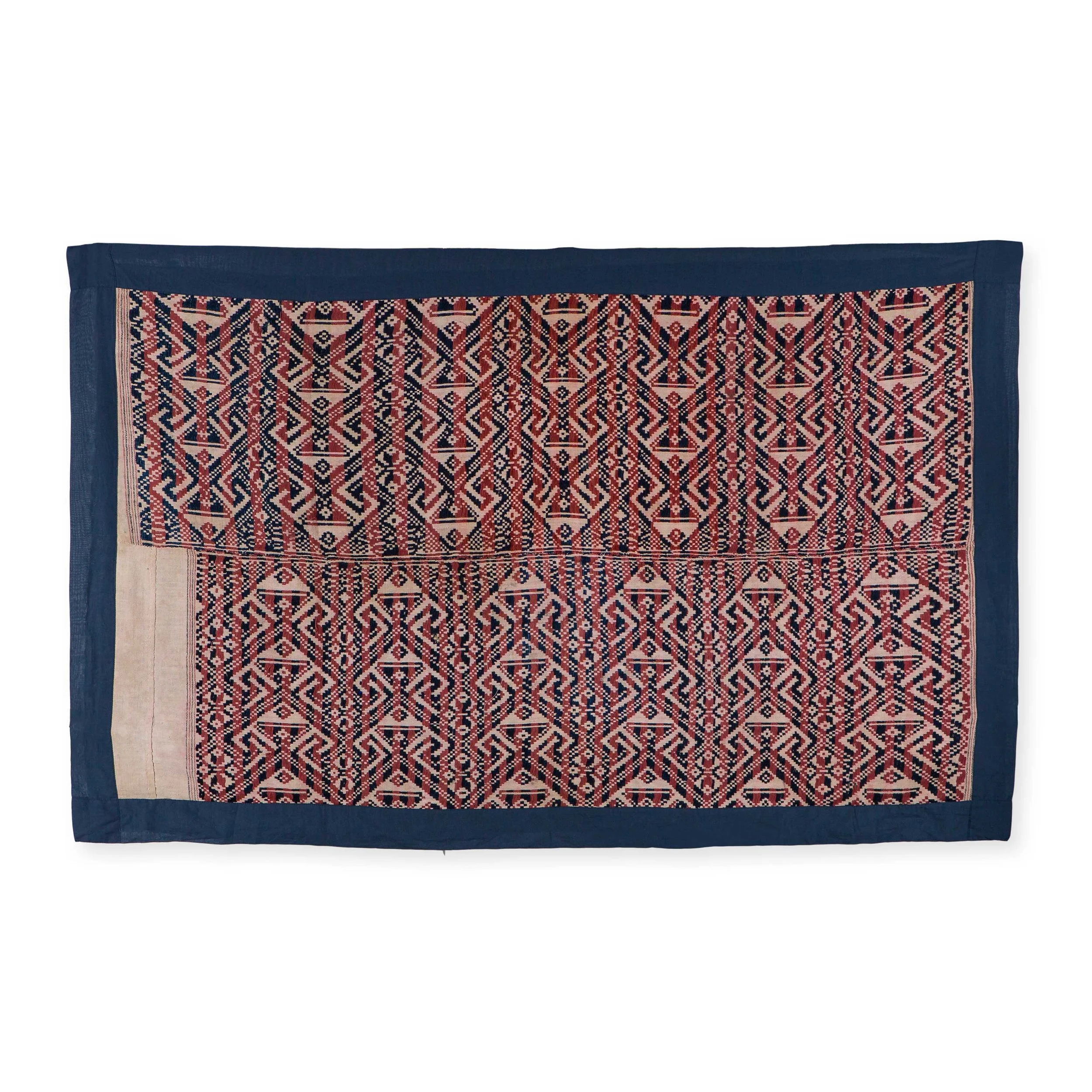 Vintage Brocade Red & Blue Throw with Cotton