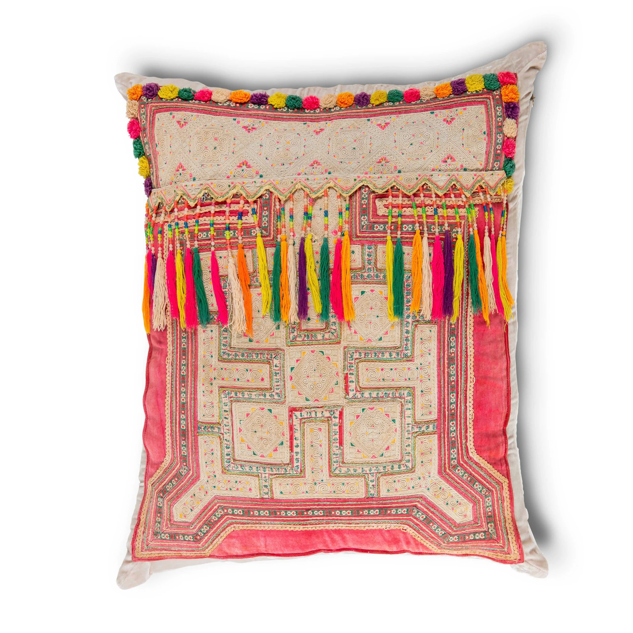 Vintage Grand Patch Tassel Pillow-  RARE